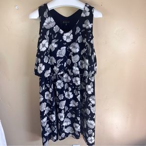 B Collection by Bobeau Black Floral Double V Dress Womens Plus Size 3X Career